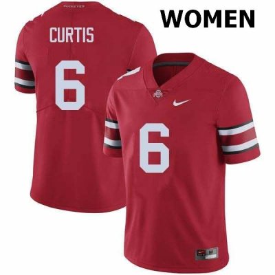 NCAA Ohio State Buckeyes Women's #6 Kory Curtis Red Nike Football College Jersey PFA7545GI